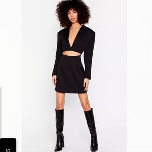 NastyGal Cut-out shoulder pad blazer dress